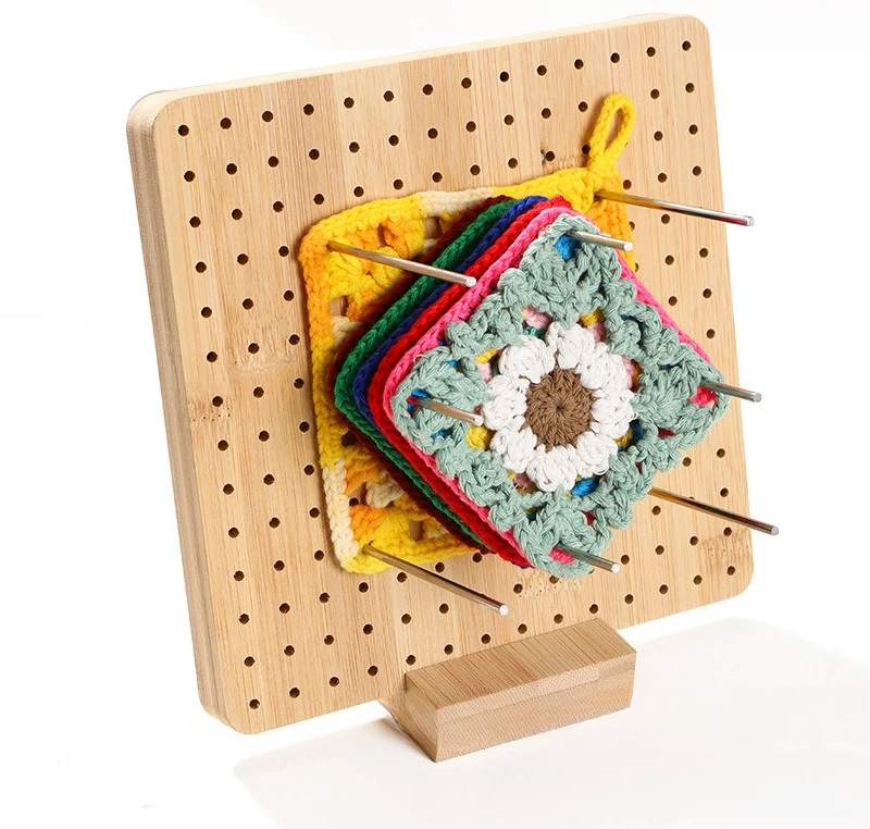 

Reusable Handcrafted Knitting Blocking Mat Wooden Crochet Knitting Board Granny Square Artwork Needlework Lovers Sewing Supplies