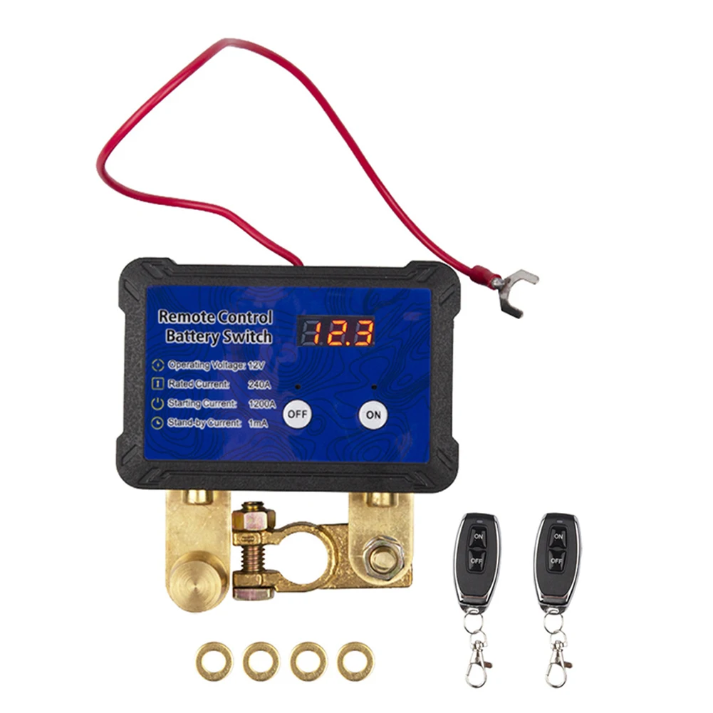 

240A Battery Disconnect Switch Remote Control DC12V 24V with Voltage Display Compatible with Car Truck RV ATV Marine