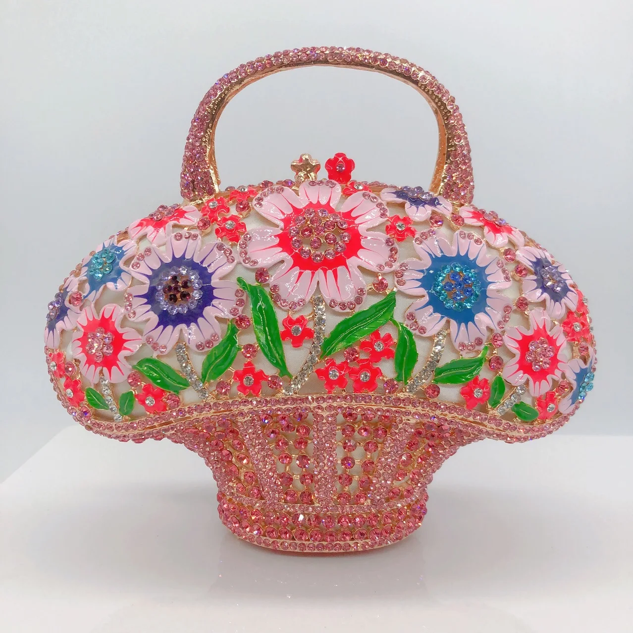 

Эмалевая сумка-клатч с цветочным узором и стразами, вечерняя сумка-корзинка, роскошные женские сумки известных брендов
