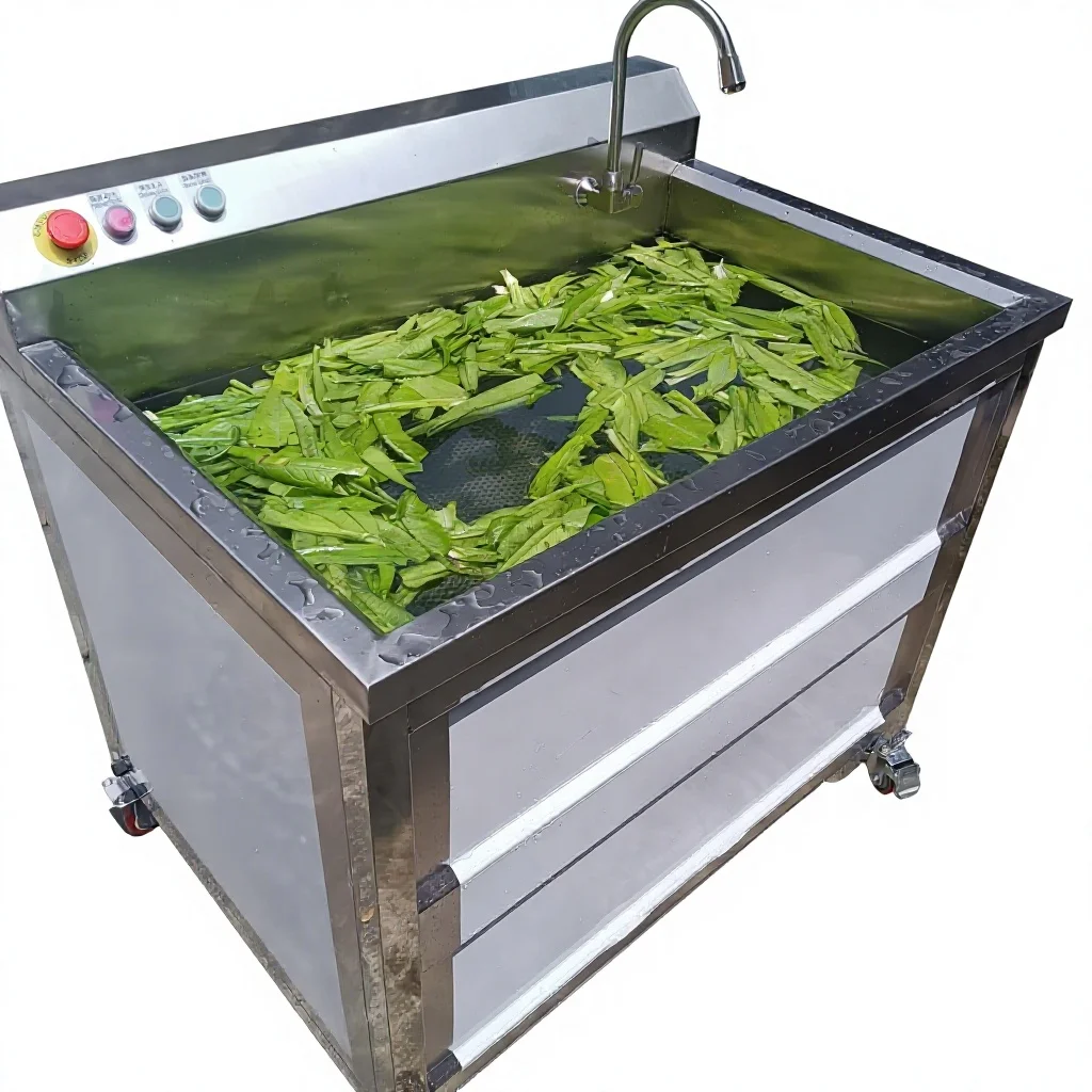 -kk Double Tank Fully Automatic Industrial Vegetable Washing Machine Motor Fruit Corn Shrimp Meat Ultrasonic Ozone Bubble Washer