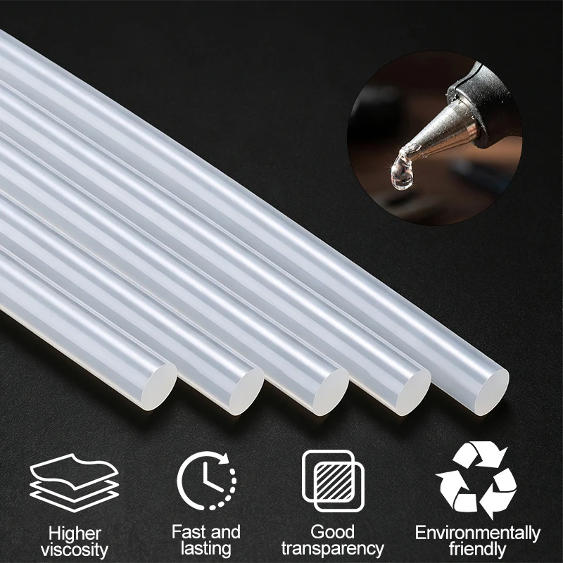 Universal Hot Melt Glue Sticks Set Strong Adhesive Clear Refills Compatible with 7mm 11mm Glue Guns for Home DIY Craft Repair