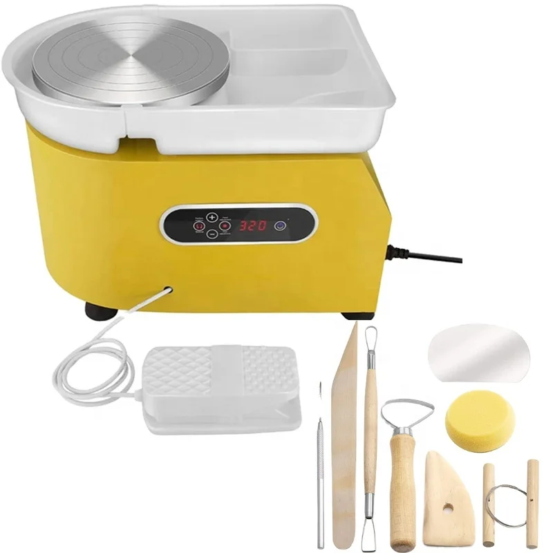 

25CM Diameter 350W LCD Display Turning Electric Pottery Wheel Forming Machine DIY Clay Pottery Tool Kit for Ceramic Work