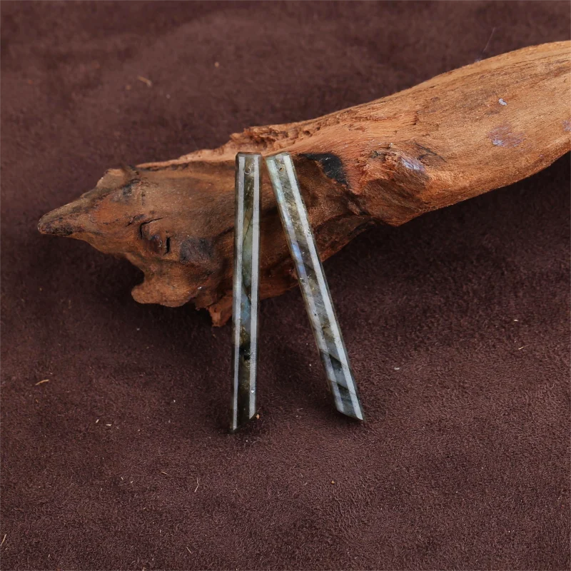 Natural  Labradorite Long Strip Earring Beads for Jewelry Making, Handmade Natural stones beads