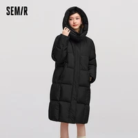 Semir Down Jacket Women Long Length Waterproof Oil-proof Stain-proof 2026 New Winter Detachable Hooded Winter Clothing Coats 2