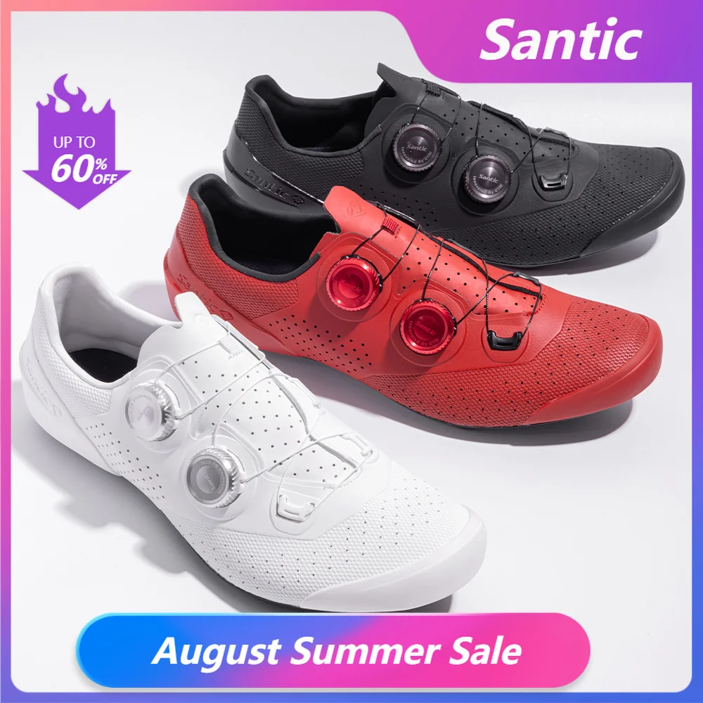 Santic Herren-Rennradschuhe aus Kohlefaser, Competition Edition, atmungsaktive, leichte Schloss-Schuhe für Rennrad, Rennen, TMS25056