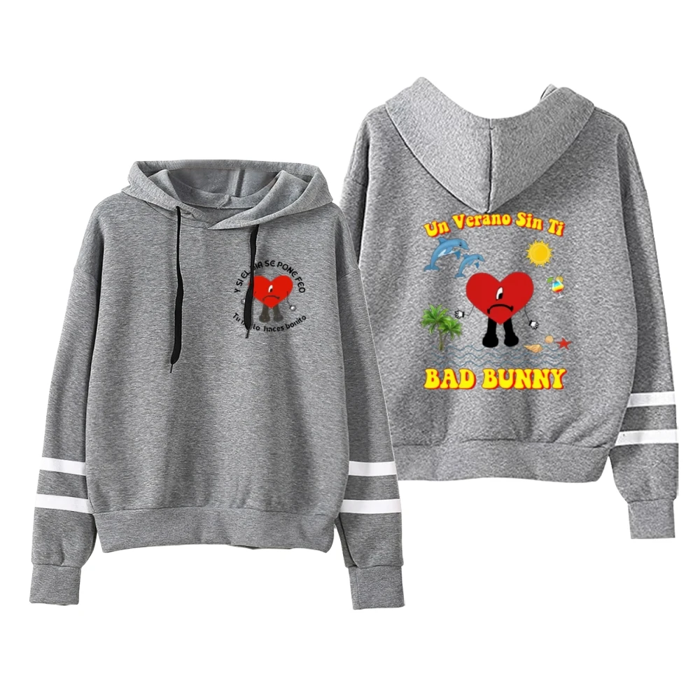 Bad Bunny UN VERANO SIN TI Merch Tour Unisex Pocketless Parallel Bars Sleeve Sweatshirts Men Women Hoodie Fashion Clothes