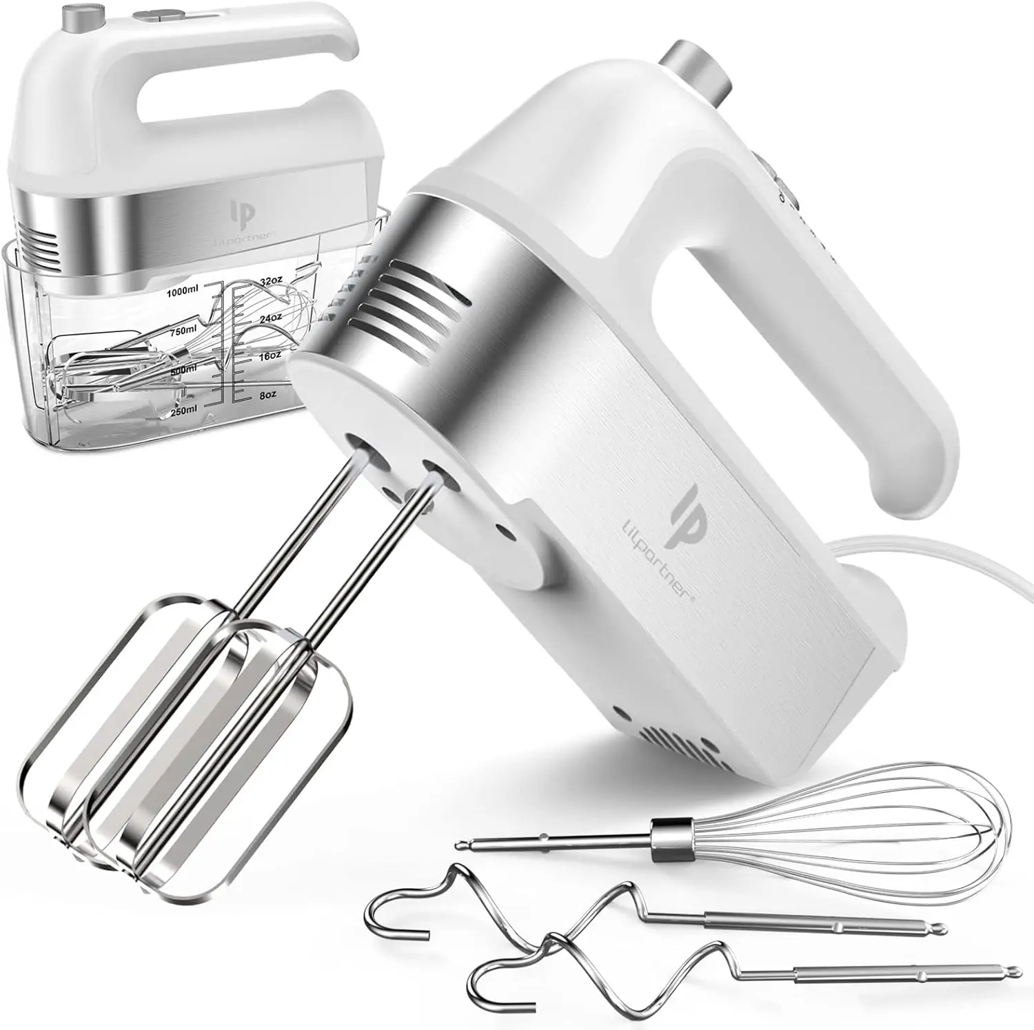 Hand Mixer Electric, 450W Kitchen Mixers with Scale Cup Storage Case, Turbo Boost/Self-Control Speed + 5 Speed + Eject Button +5