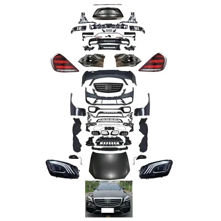 

W221 bodykit Bumper grille Hood Headlight Tail Light Upgrades W222 S63 AMG style body kits for Mercedes W221 Benz 2006-2013