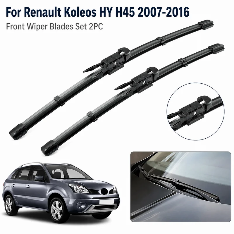 For Renault Koleos HY H45 2007-2016 Front Wiper Blades Set 2PC Windshield Rubber Brushes Auto Accessories