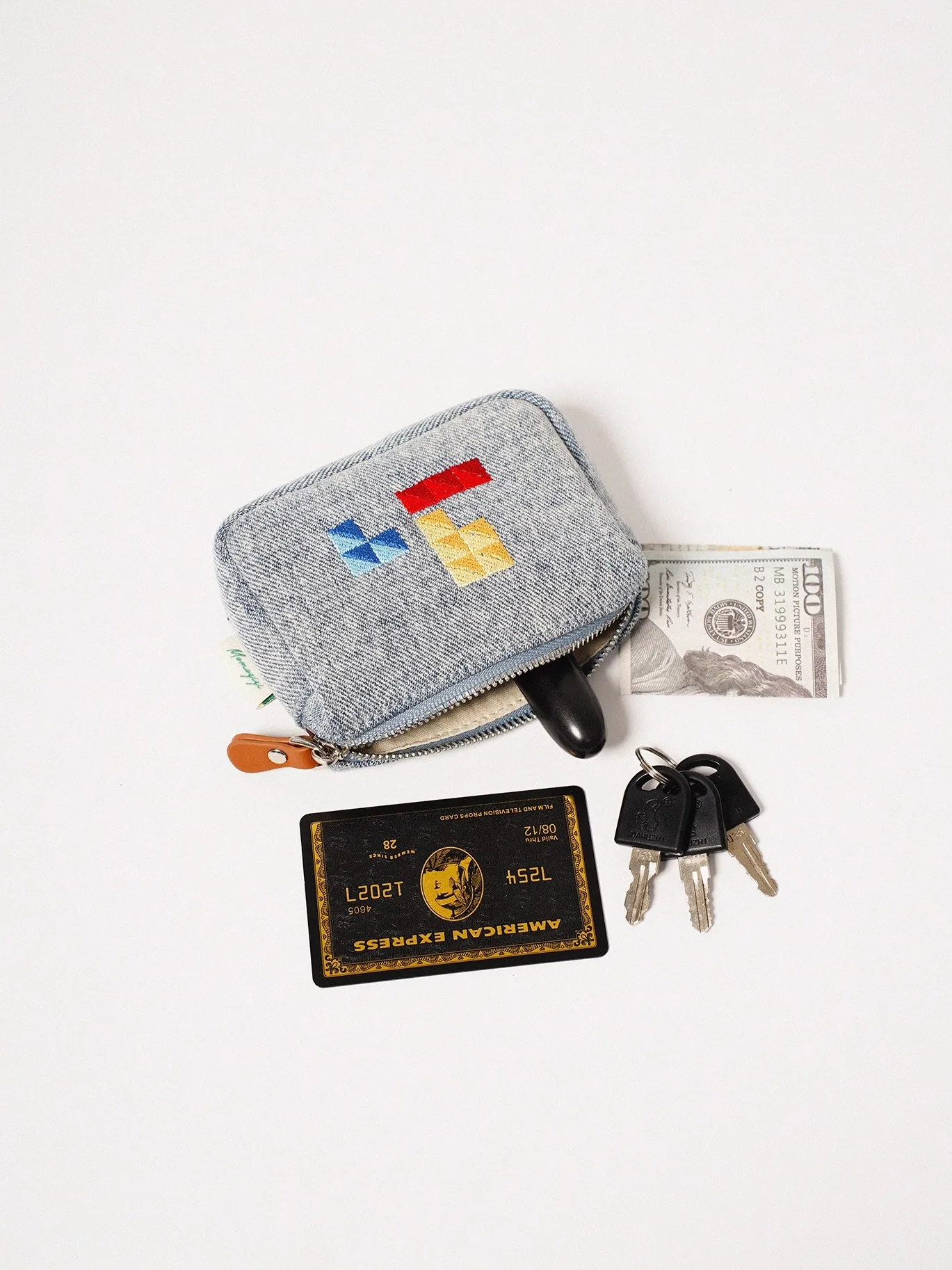 Momogigi Large Capacity Denim  - Embroidery Wallet 评论和价格