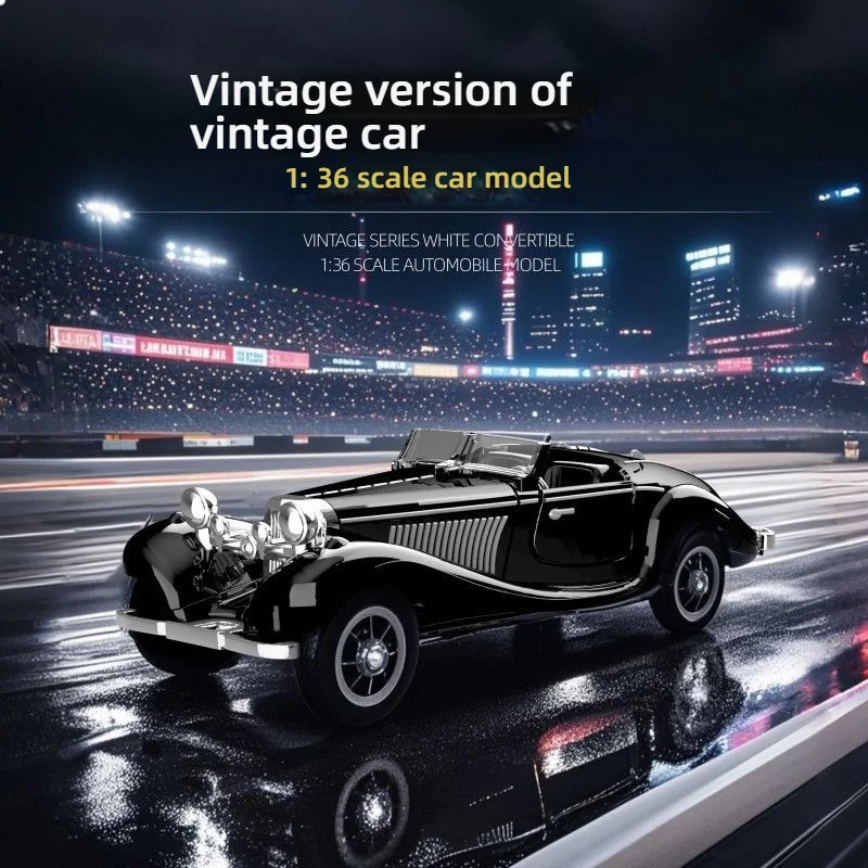 

1:36 Mercedes-Benz 500K 1936 Vintage Metal Diecast Car Model Sound Light Toy Hobby Collection Birthday Present for Boyfriend
