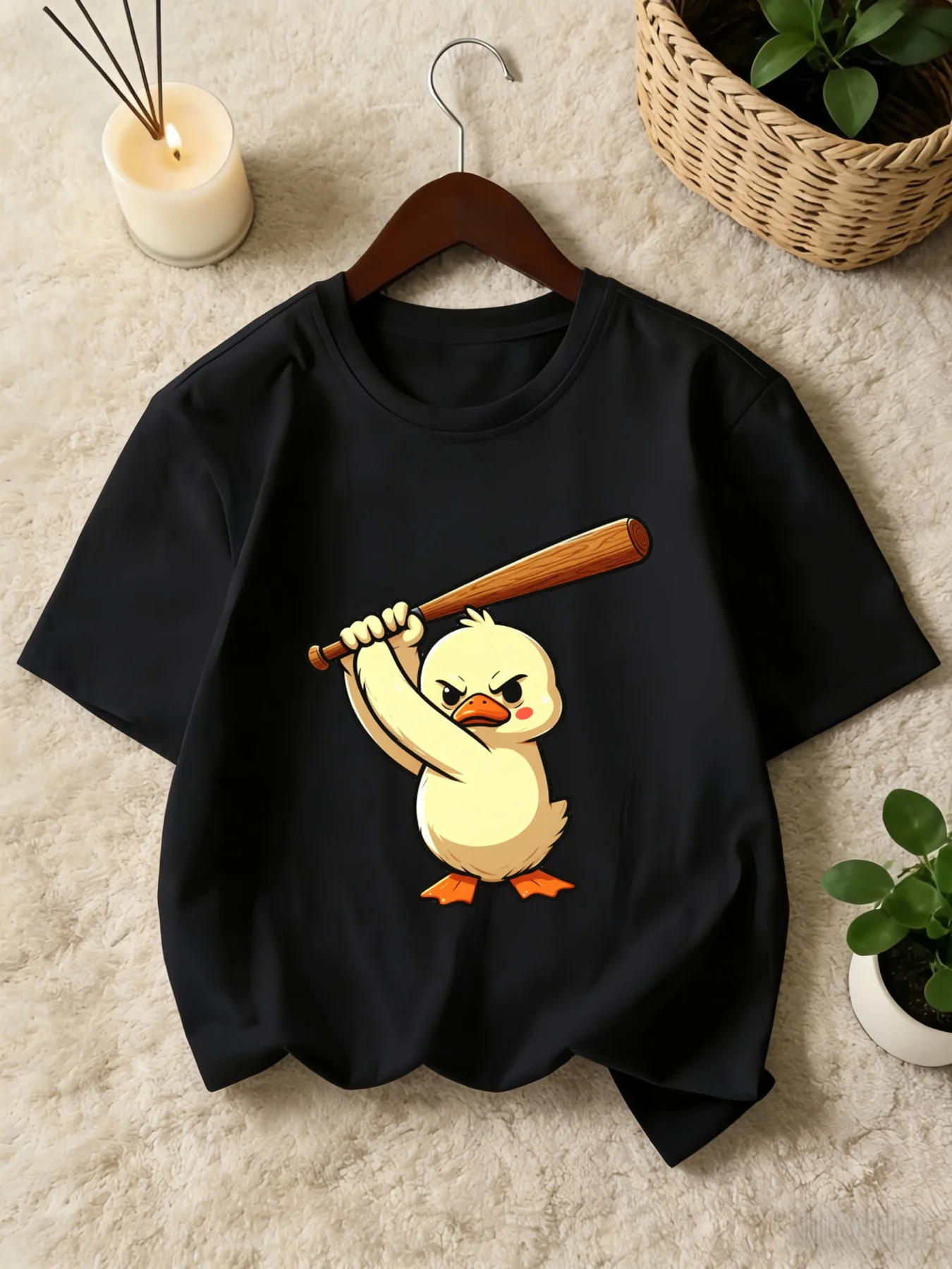 Cartoon Baseball Duck Print Kids T Shirt Boys Girls Family Matching Soft Cotton Short Sleeve Children Sports Daily Casual Wear