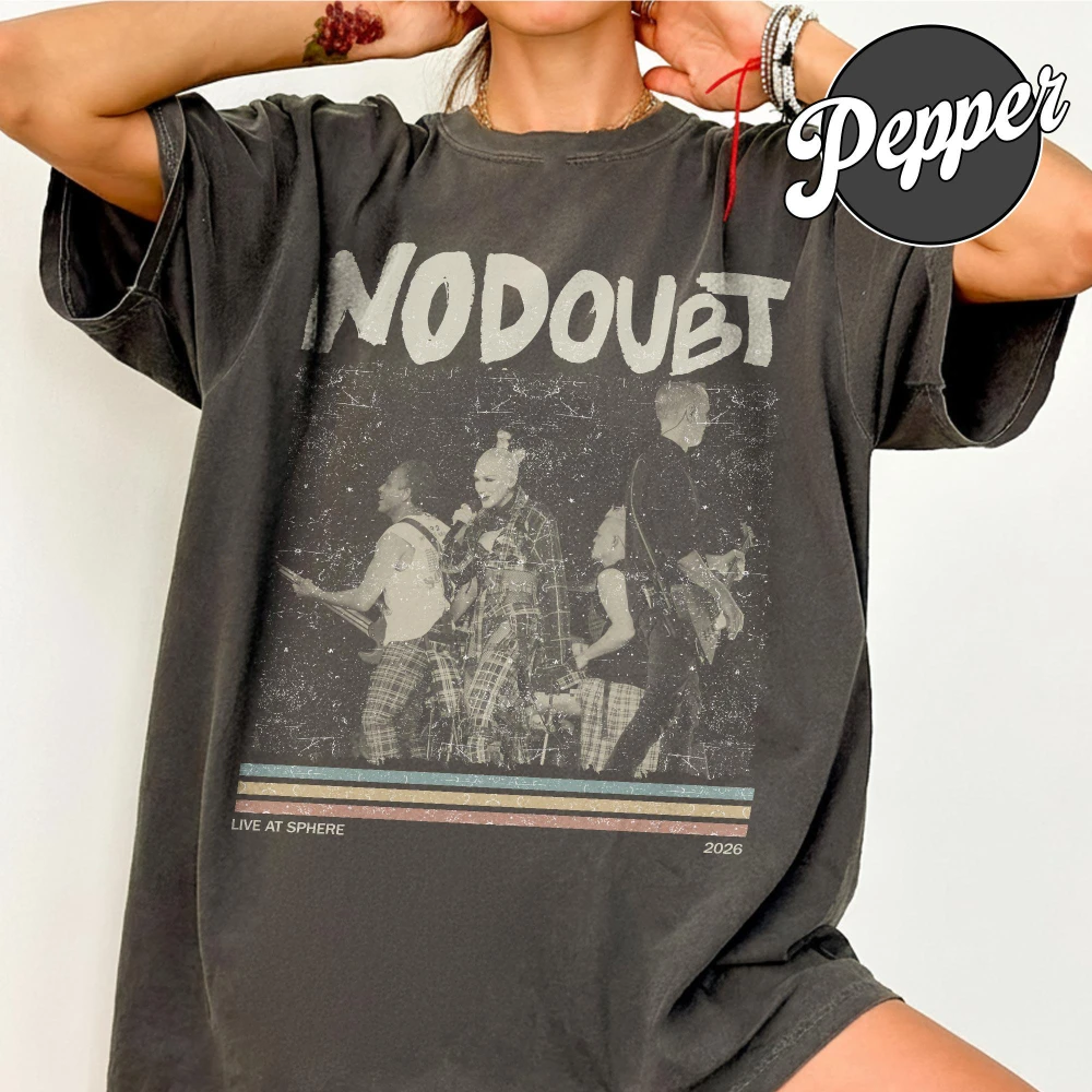 Camiseta Retro de la Gira de Música Rock Sphere Live 2026 de No Doubt, Camiseta de Algodón Puro para Parejas, Ropa Urbana para Todas las Temporadas, Ropa para Mujer