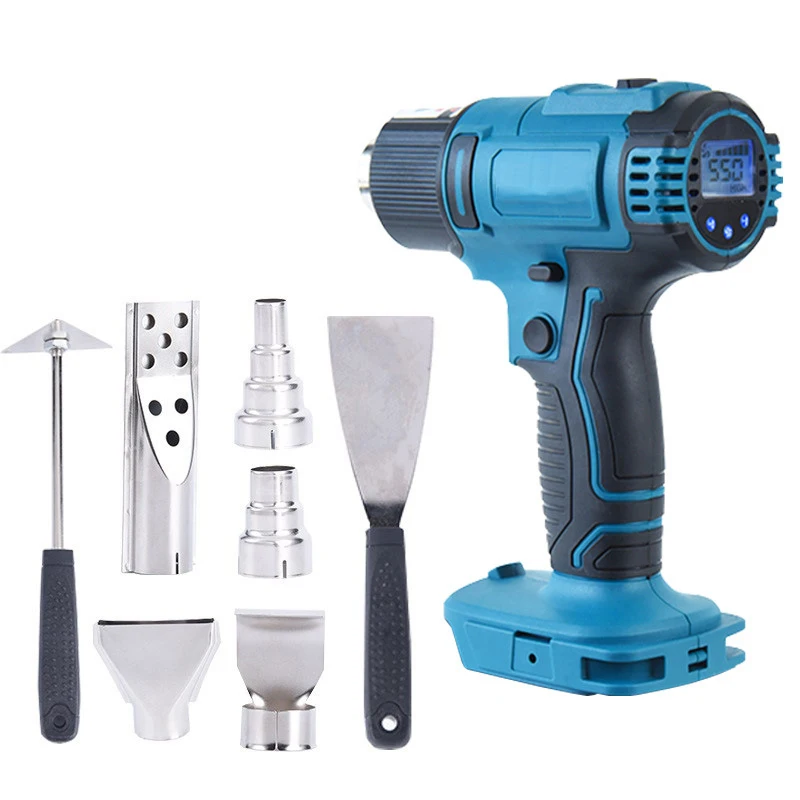 2500W Electric Heat Gun for Makita 18V Battery LED Temperature Display Cordless Handheld Hot Air Gun with 4 Nozzles Hot Air Gun