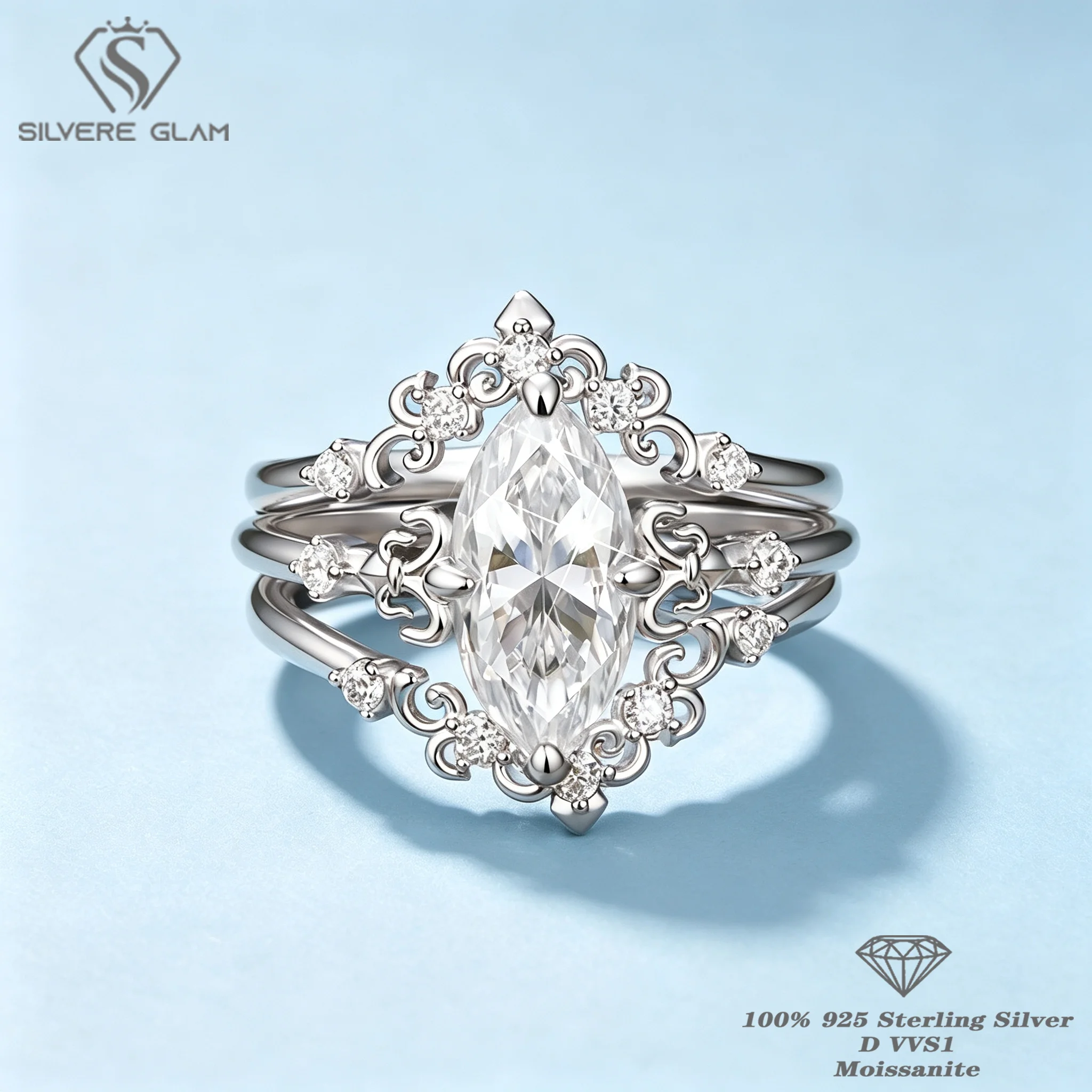 TY 2 Carat Pear-Shaped Moissanite Sparkle Ring S925 Sterling Silver Vintage-Style Diamond Ring For Women Fine Jewelry