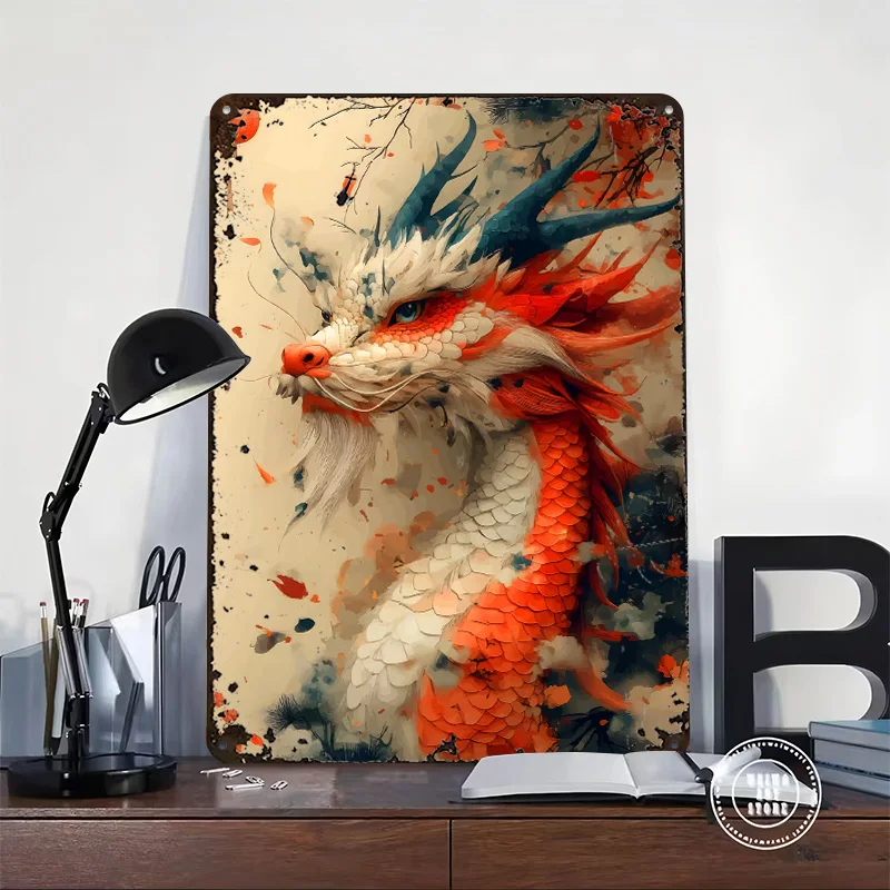 Chinese Dragon Art Metal Poster Customized Wall Art Retro Vintage Tinplate Signs for Man Cave Bar Accessories Office Decor Room