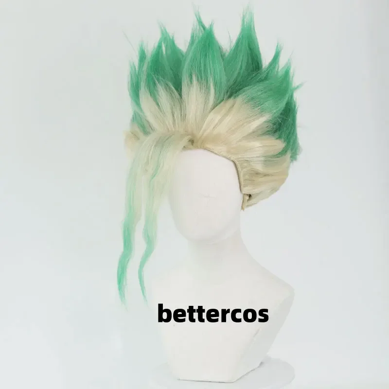 アニメ石 Senku Ishigami コスプレウィッグ琥珀 Senku Ishigam 緑髪ハロウィンカーニバル大人の小道具