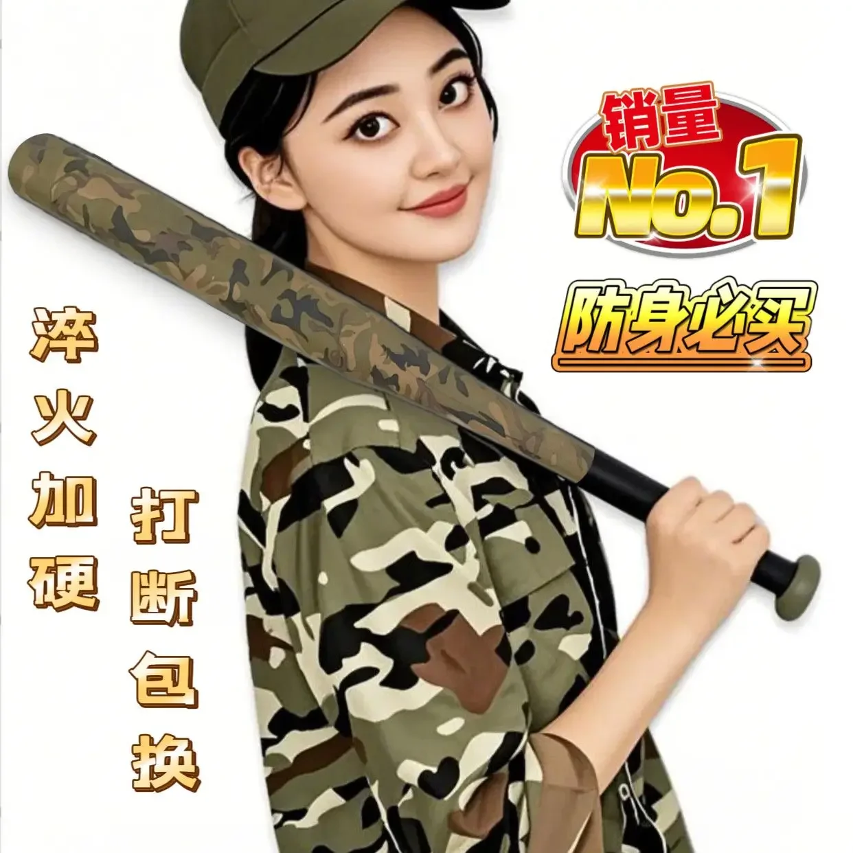 Weightened Baseball Baseball Bat Vehicle Self-Defense Baseball Bat  Thickened Alloy Steel Men's and Women's Practice
