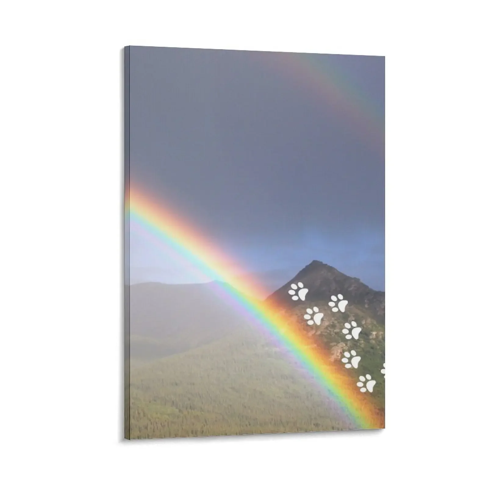 

Sorry for your loss for a pet going over the rainbow bridge - pet loss rainbow over the mountains Canvas Painting Decoration