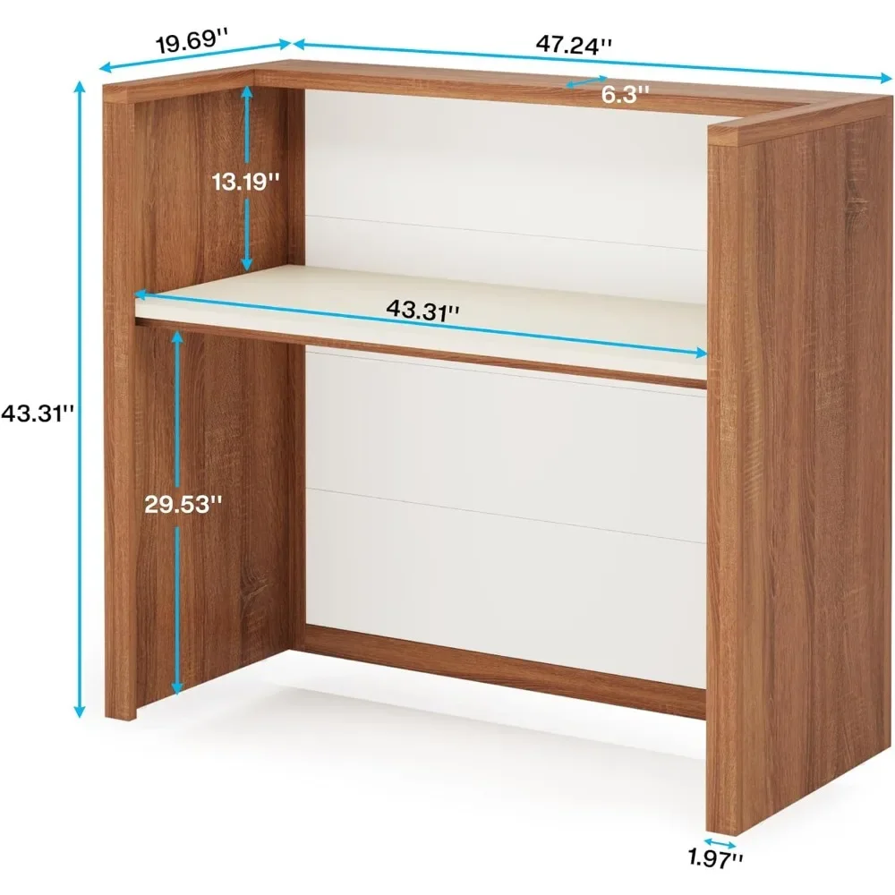 Reception Desk, Modern Front Desk with Counter, 47 Inch Small Retail Counter for Checkout, Lobby, Salon