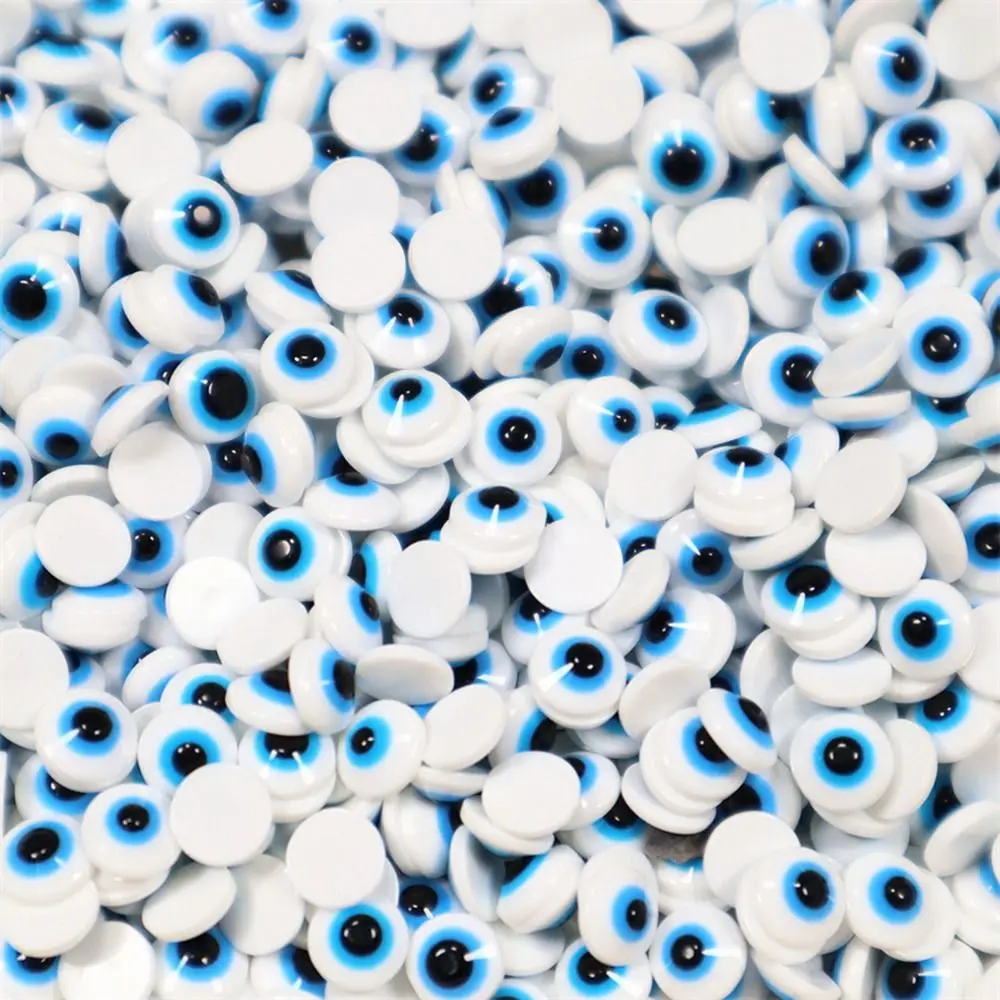 20 piezas, fácil de aplicar, ojos azules de resina, decoraciones artísticas para uñas, redondo, Halloween, 3D, dijes para uñas, ojos malvados, diamantes de imitación para uñas, Halloween