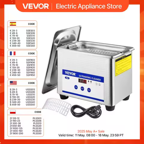 VEVOR 800ml Ultrasonic Cleaner Portable Washing Machine 35W Mini Dishwasher Lave-Dishes Ultrasound Bath Sonic for Home Appliance