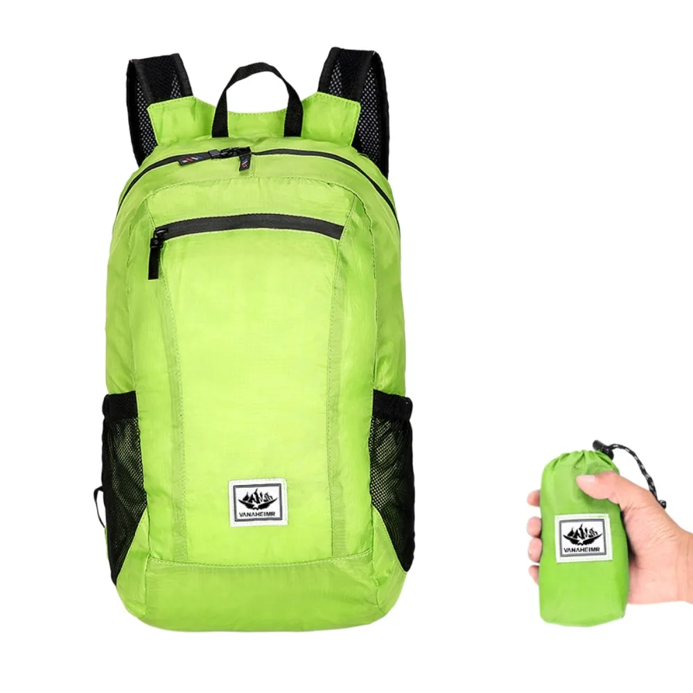 Large Capacity Foldable Backpack Folding Zipper Mountaineering Bag Shoulders Bag Oxford Cloth Lightweight Nylon Bag Cycling