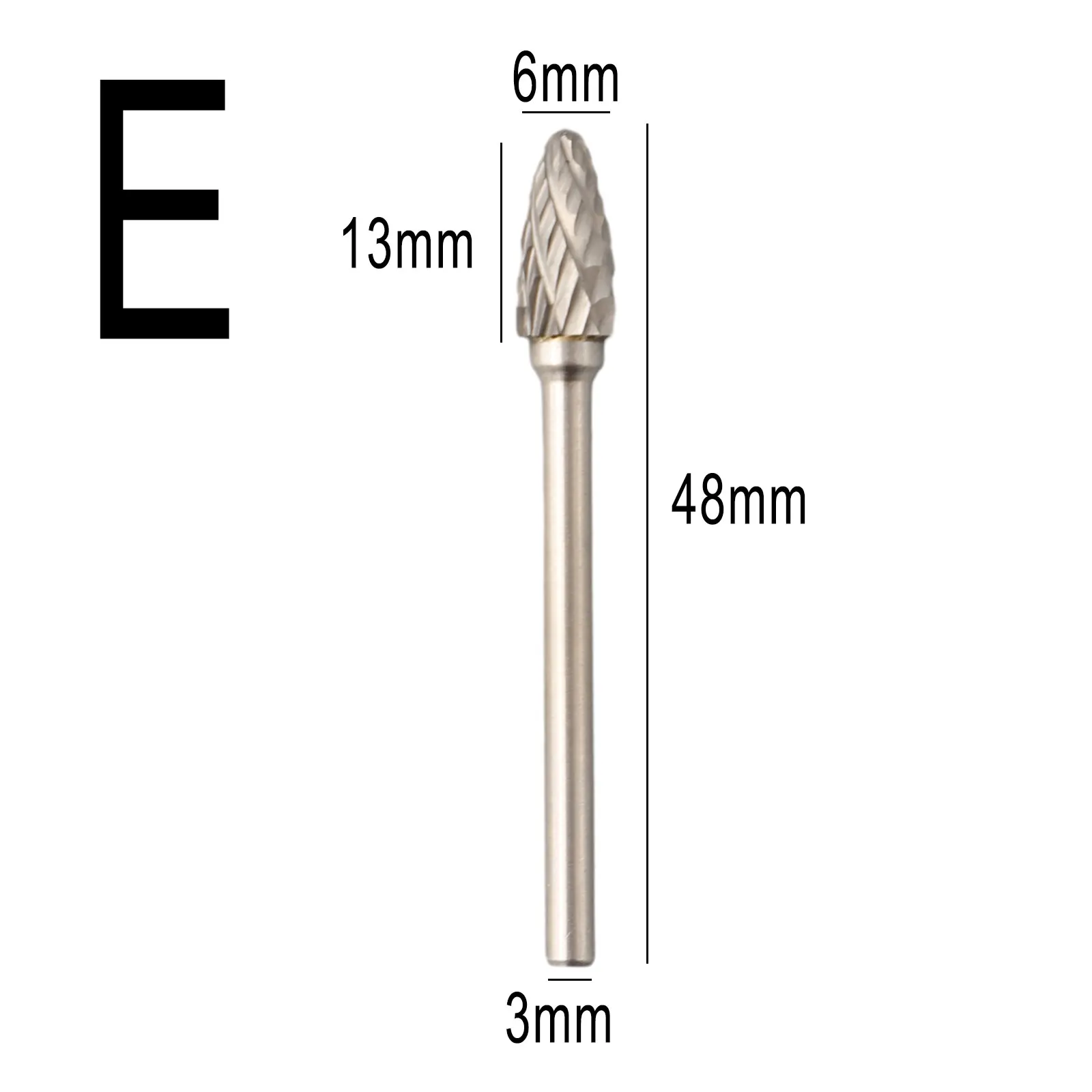 Rebarbarras de carboneto de tungstênio Broca rotativa Die Grinder, Carving Bit, Arquivo giratório de corte duplo, Abrasivos Ferramentas elétricas, 3x6mm, 1 Pc