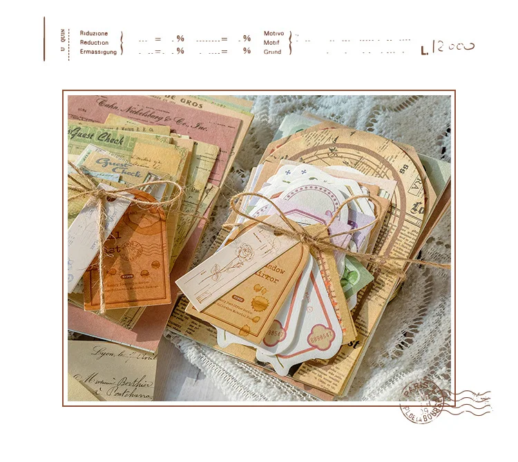 100pcs Vintage Scrapbooking Light Paper Kit DIY Junk Journal Collage Stationery Background Decor Materials for Creative Projects