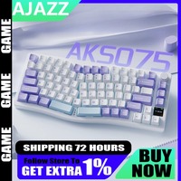 AJAZZ AKS075 Keyboard 82 Keys Wireless Bluetooth Robot Ergonomic Hot-swap Knob Three-mode Gasket Structure VIA Color Screen RGB