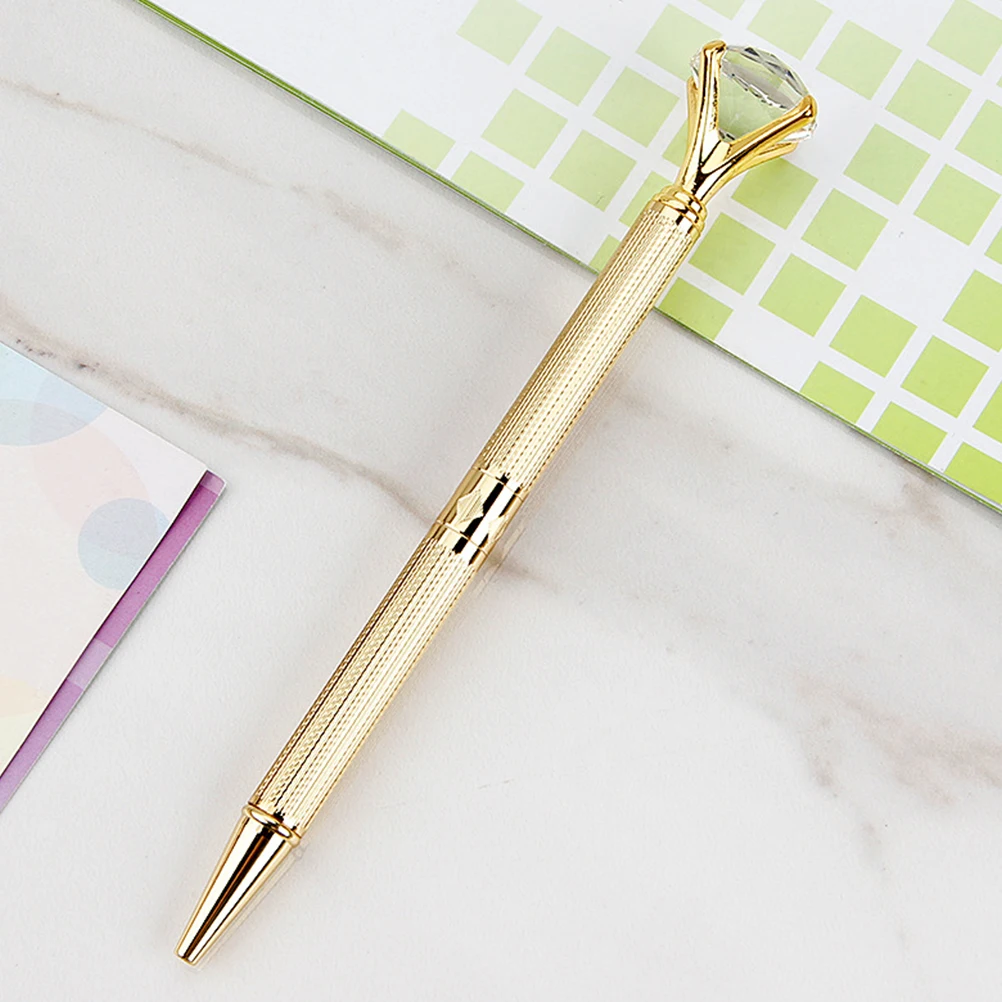 

2pcs metal Roller Big Diamond Crystal Smooth Writing Roller Pen Pen For School Office Graduation Gift Golden