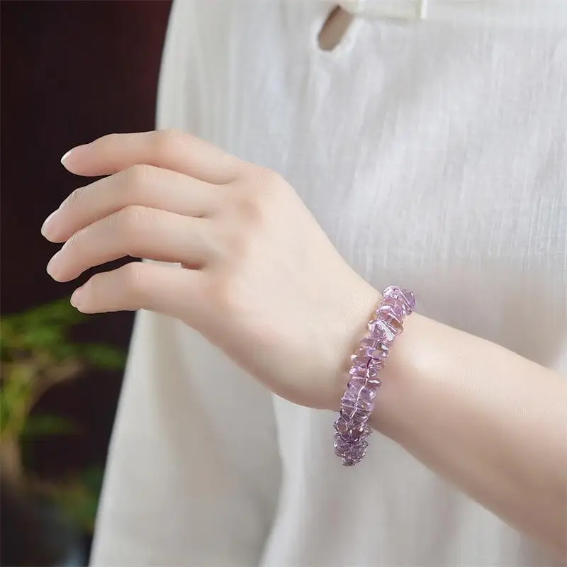 

Natural Ametrine Freeform Bead Bracelet For Women Men Love Gift Crystal Beads Strands Jewelry Gift4X14MM