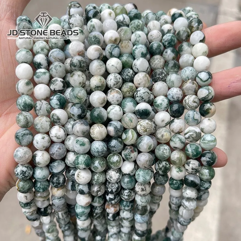 Natural Stone Tree Agate Round Loose Beads 15