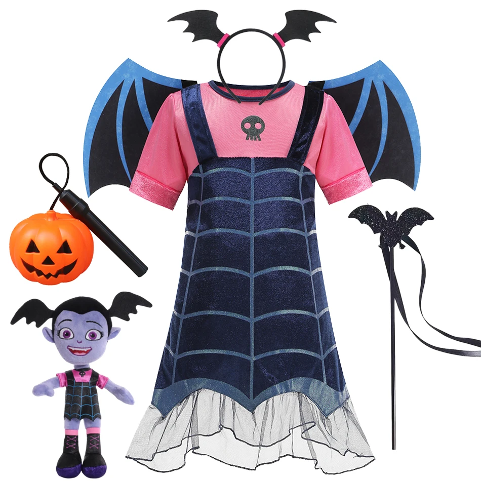 

2025 Girl Vampirina Halloween Cosplay Dress Kids Princess Dress Up Costume Carnival Party Disguise Vampire Clothes