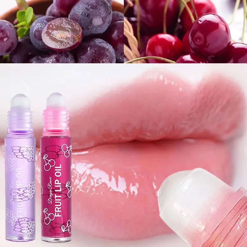 Moisturizing Transparent Lip Oil Fruit Roll-On Lip Balm Lip Primer Hydrating Lip Gloss Lip Care Cosmetics Contain Plant Squalane