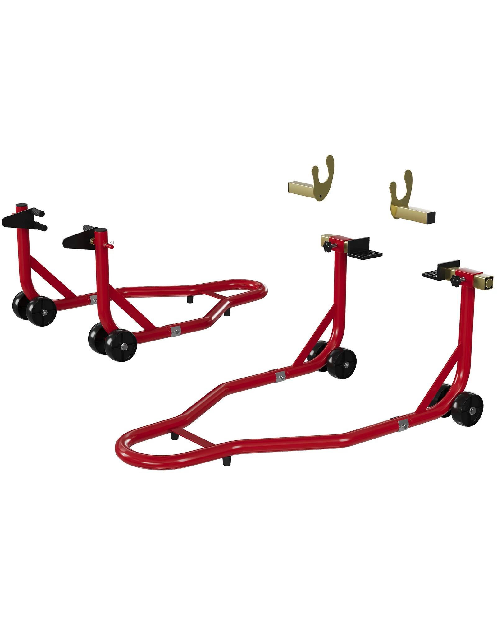 Motorcycle Stand, Front and Rear Paddock Stand, 450 lb Capacity Steel Wheel Lift Stand with U-Shaped Fork Head for Sport Bike