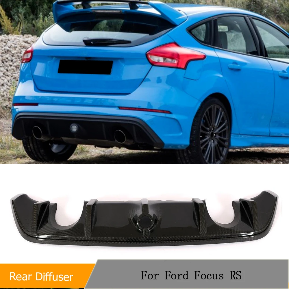 Carbon Fiber Car Rear Bumper Lip Diffuser Spoiler For Ford Focus RS Hatchback 4 Door 2016-2018 Rear Bumper Protector Lip