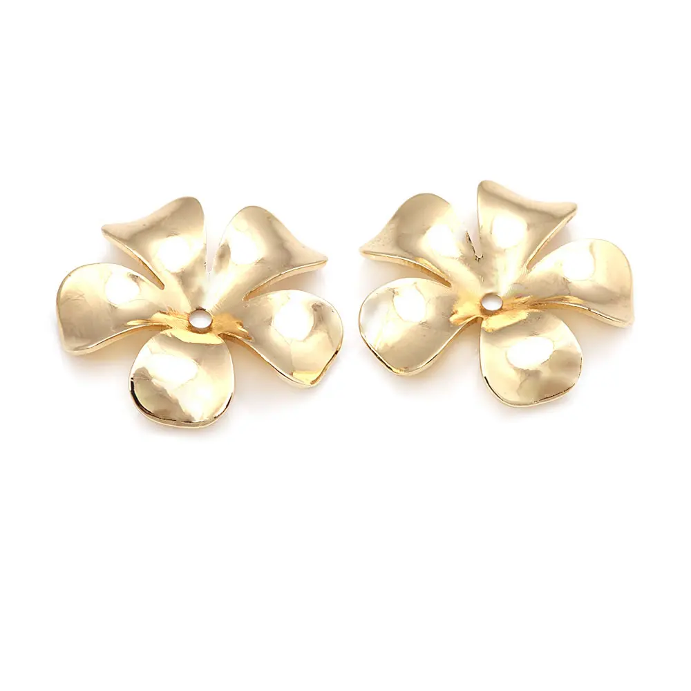 18K Gold Color Brass Flower Beads Caps High Quality Diy Jewelry Making Bracelet Necklace Earrings Accessories for Women