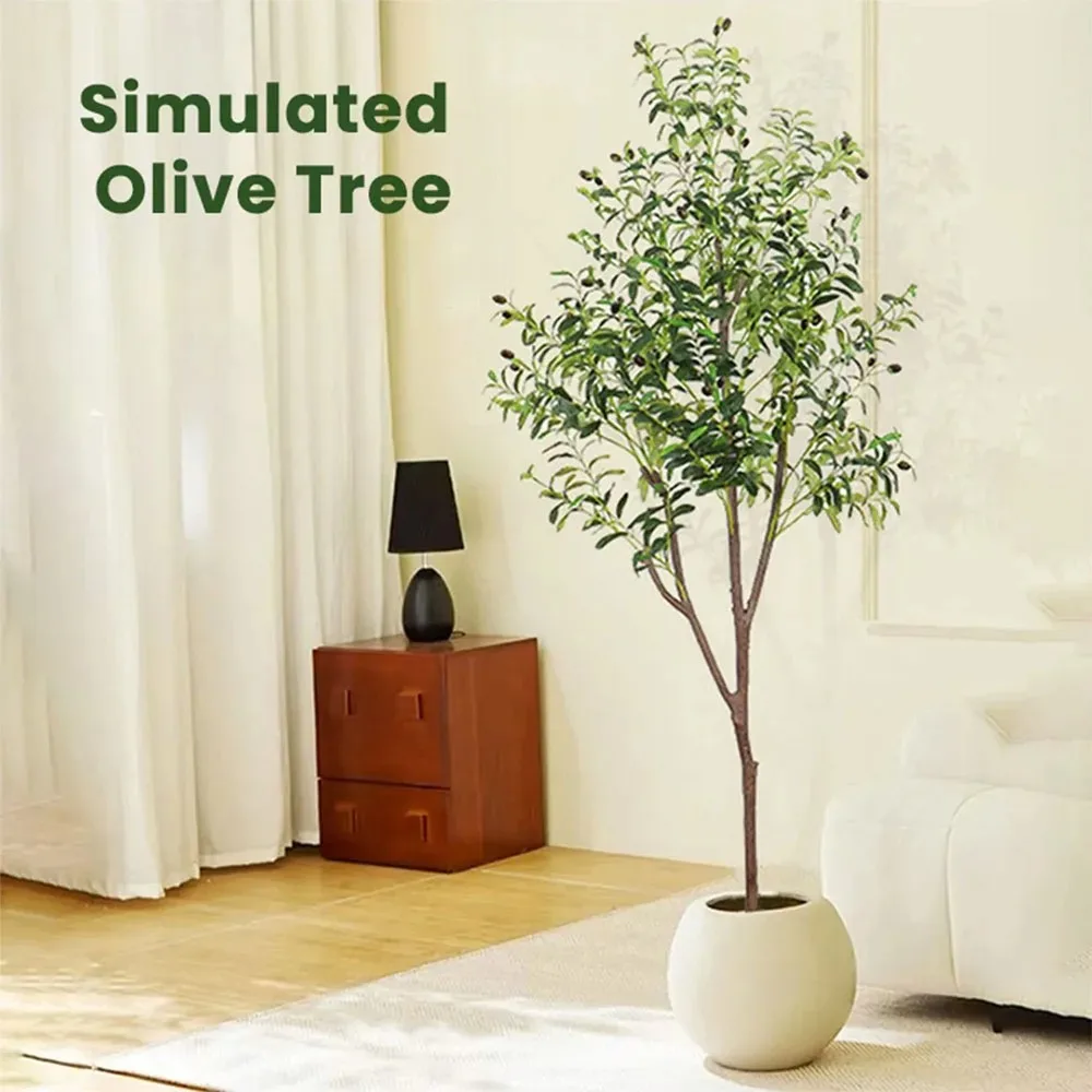 Olivo Artificial Realista, Planta de Olivo de Seda Sintética para Decoración del Hogar y la Oficina, Árbol Artificial de Interior