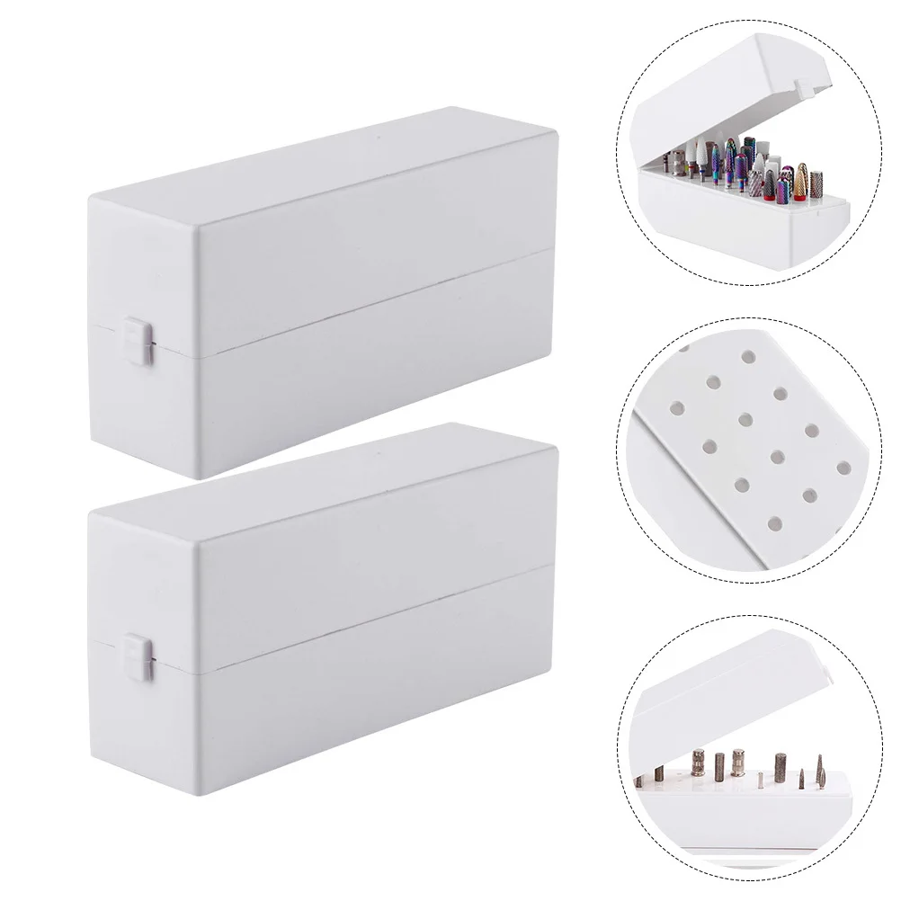 

2Pcs Nail Drill Bits Organizer Box 30-Slot Storage Case for Nails Nail Art Supplies Manicure Tool Display Holder