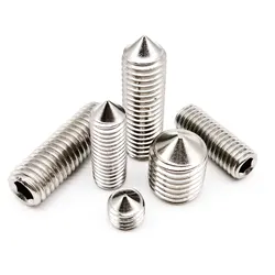 50pcs DIN914 Hex Hexagon Socket Allen Tapered End Cone Point Set Screw Grub Bolt M3 M4 M5 M6 M8 A2-70 304 Stainless Steel