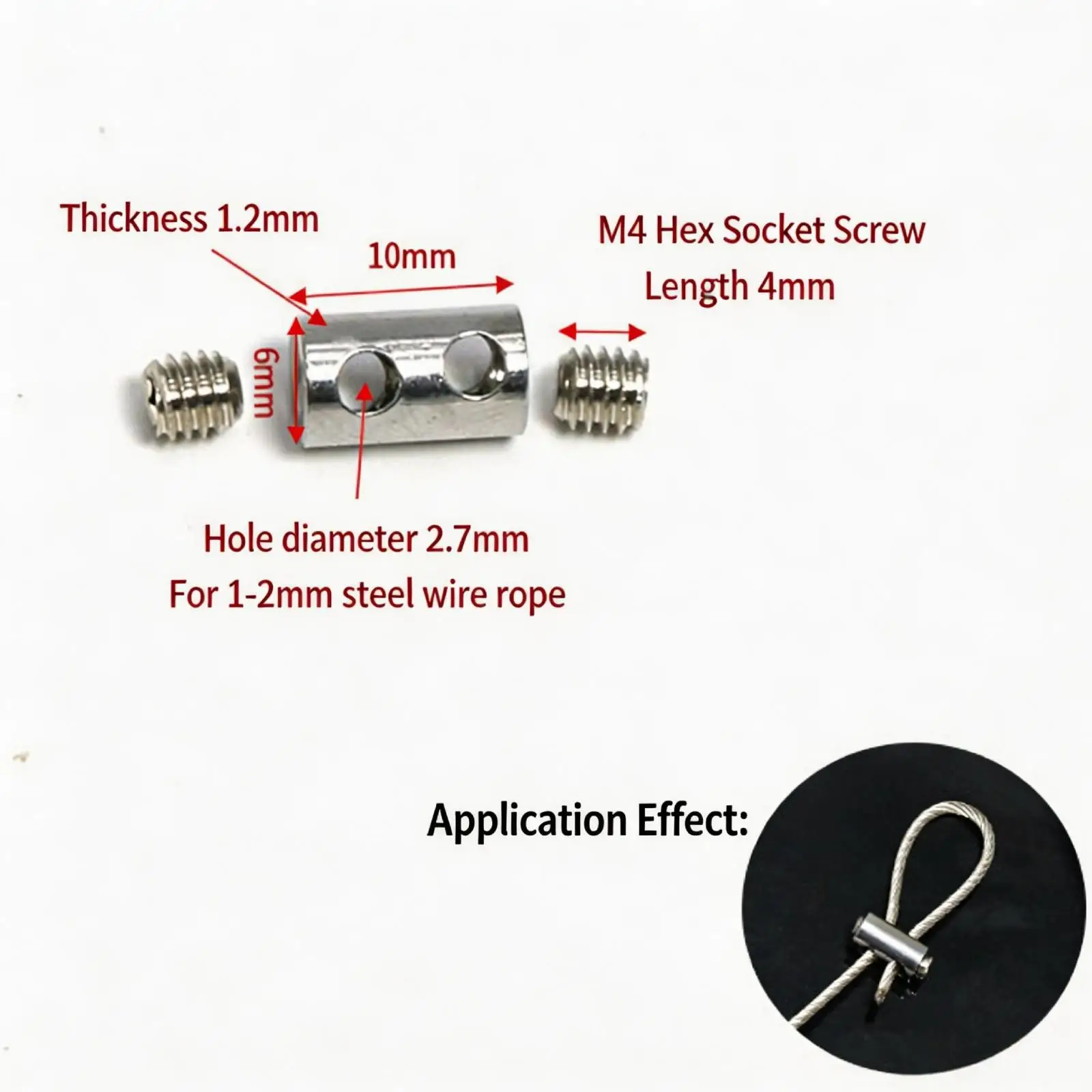 Stainless Steel Wire Rope Clip Set Internal Hex Double Hole Cable Clamps for Home Projects Fences and Banners - view 6