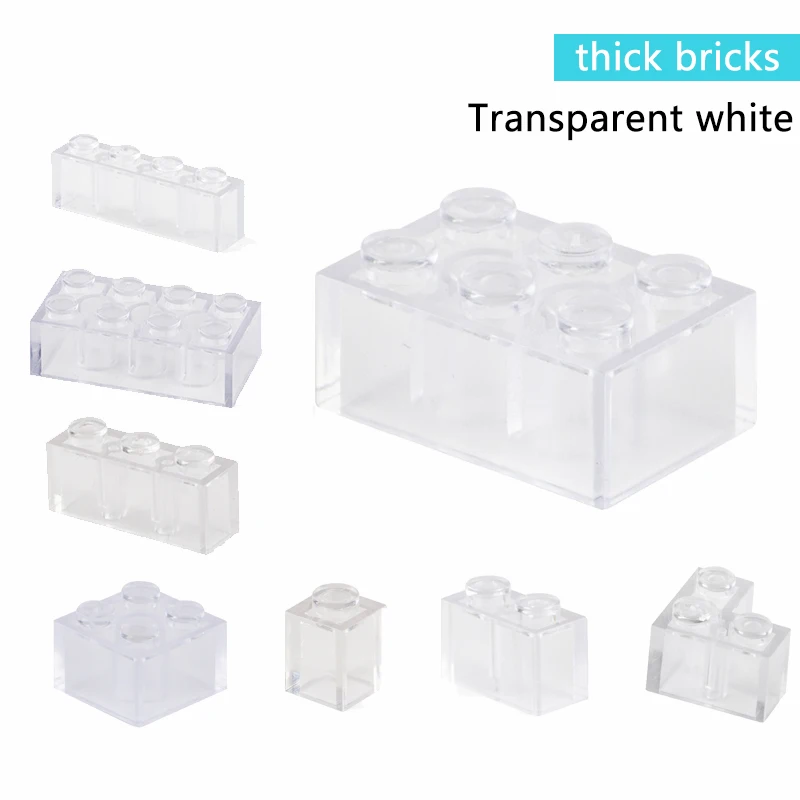 Transparent White Building Blocks  Thick Figures Bricks Educational Creative Size Fit Other Brand Plastic DIY Toys Accessorie