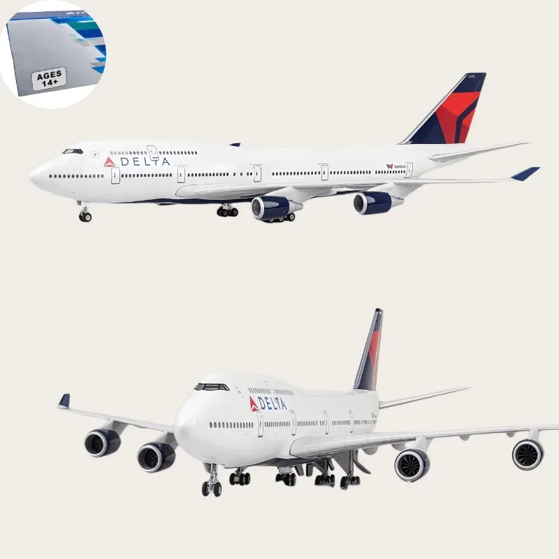 

1/150 Scale B747 Airplane Model Delta Air Lines 47cm Die-cast Resin Airplane With Led Lights Collection Home Decor Display