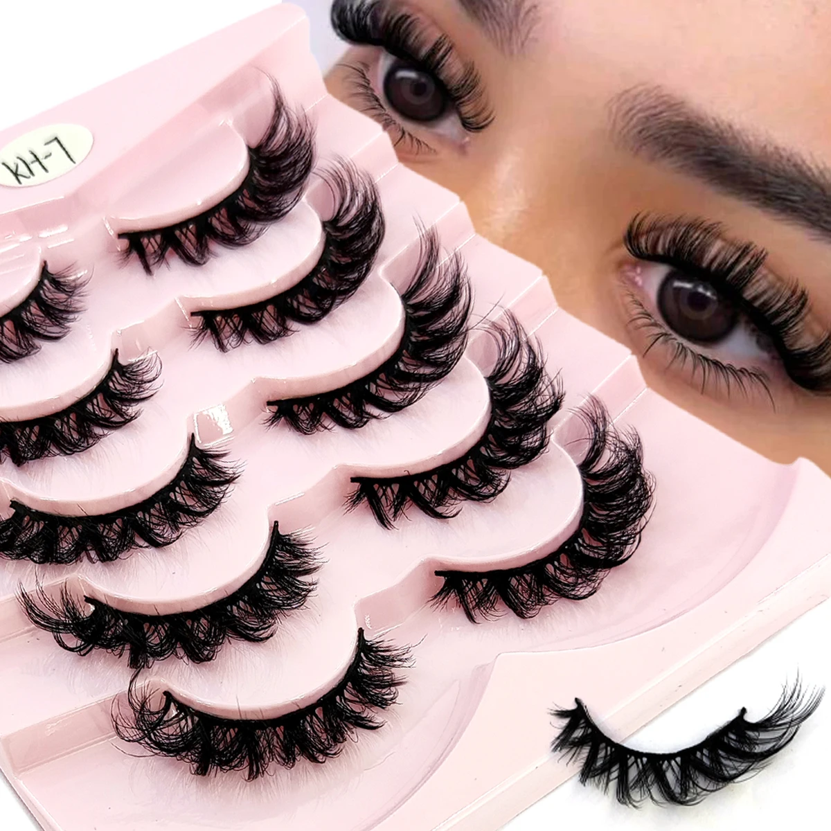 新しい 5/7 ペアのナチュラルロング 3D 人工ミンクつけまつげつけまつげメイクアップミンクまつげエクステまつげショート