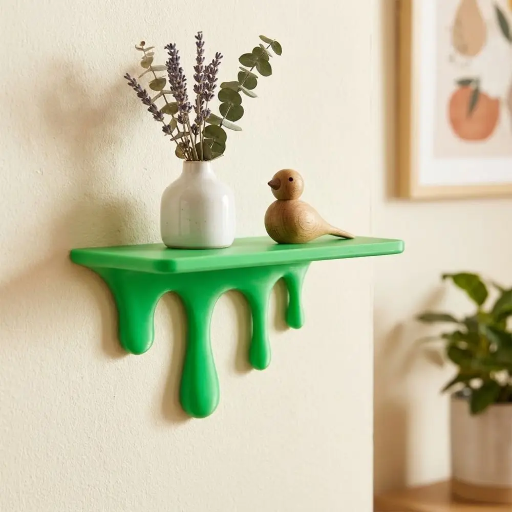 3D Printed Drip Floating Shelf Wall-Mounted Plastic Melting Wall Shelf Irregular Shape Artistic Decorative Wall Bracket