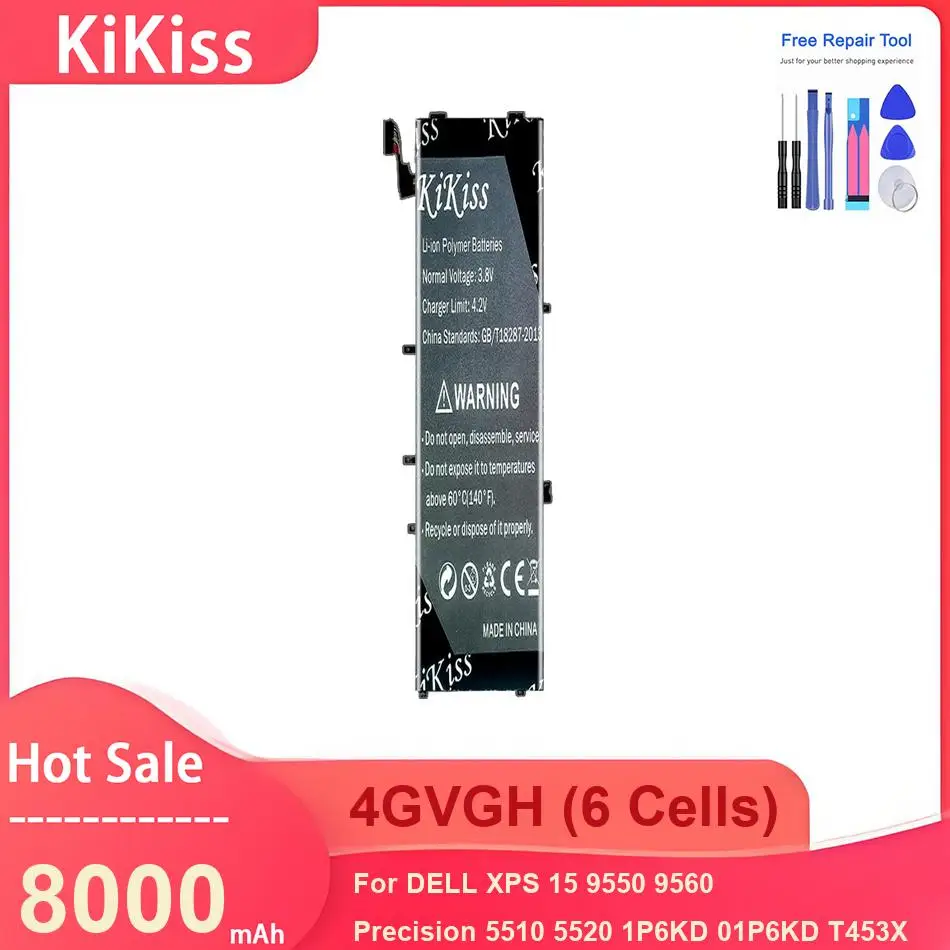 

Powerful Laptop Battery For DELL XPS 15 9550 9560 Precision 5510 5520 1P6KD 01P6KD T453X 451-BBUX,4GVGH (6 Cells),8000mAh