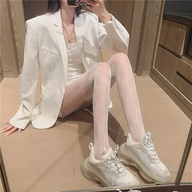 Sexy Hollowed Out Bottomed Pantyhose Classic Fishnet Lace Mesh Stockings Women Punk Retro Spider Web Tights Hollow Fish Net