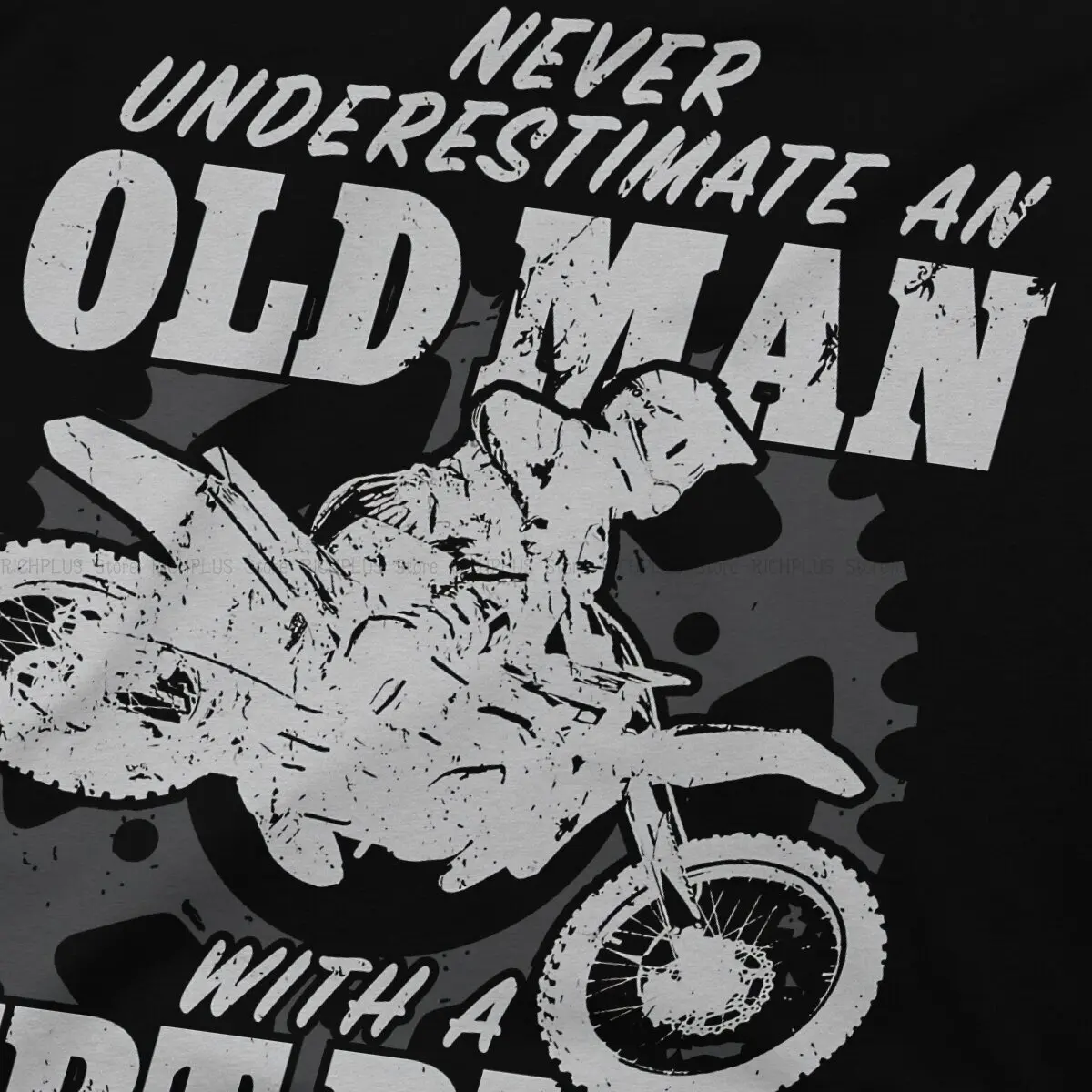 Enduro Cross Motorcycle Racing Man TShirt An Old Man With A Dirt Bike Fashion Polyester T Shirt Harajuku Sweatshirts New Trend