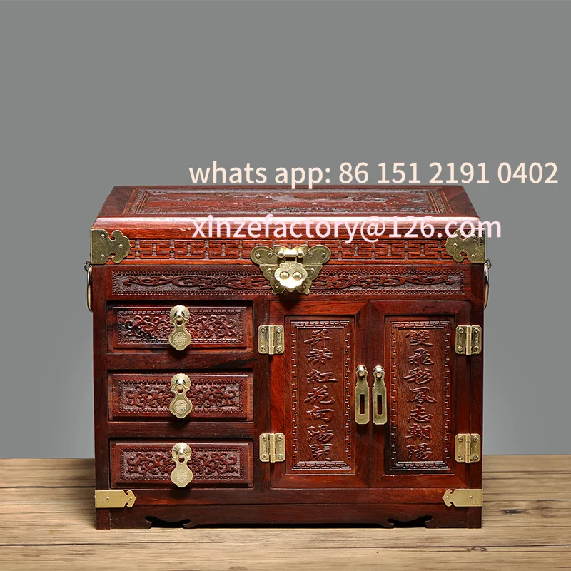 

Customizable Fleece Jewelry Box Mahogany Blood Sandalwood Jewelry Storage Box Home Craft Gifts with Lock